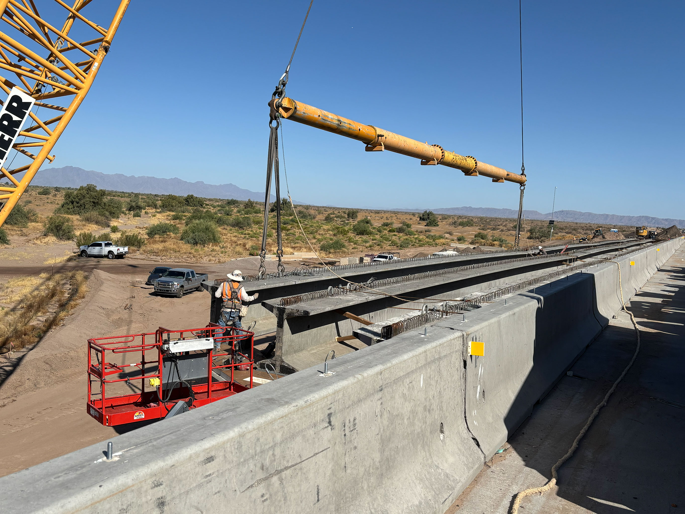 Girders about to be airlifted