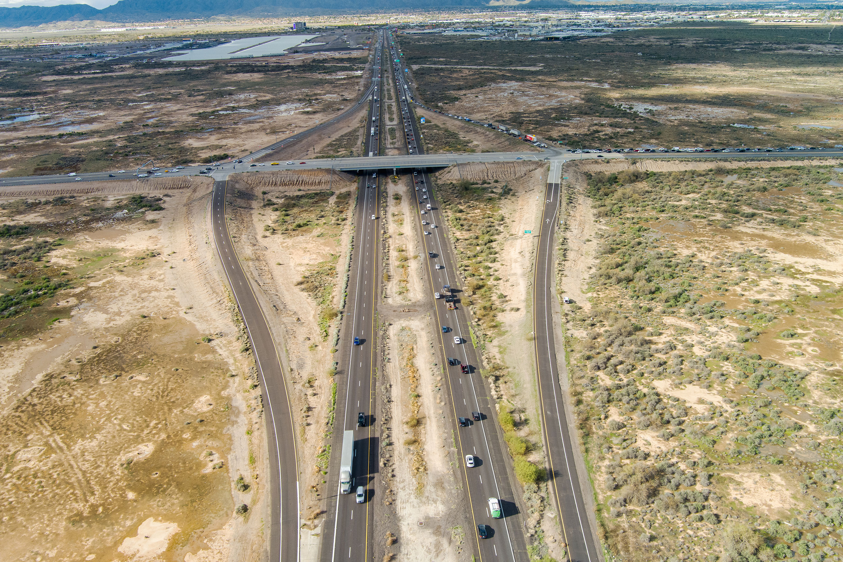 Aerial view of the construction area