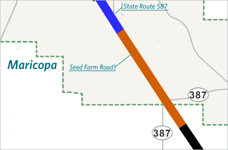 A map showing the project segment limits from Gasline Road to south of SR 387. 