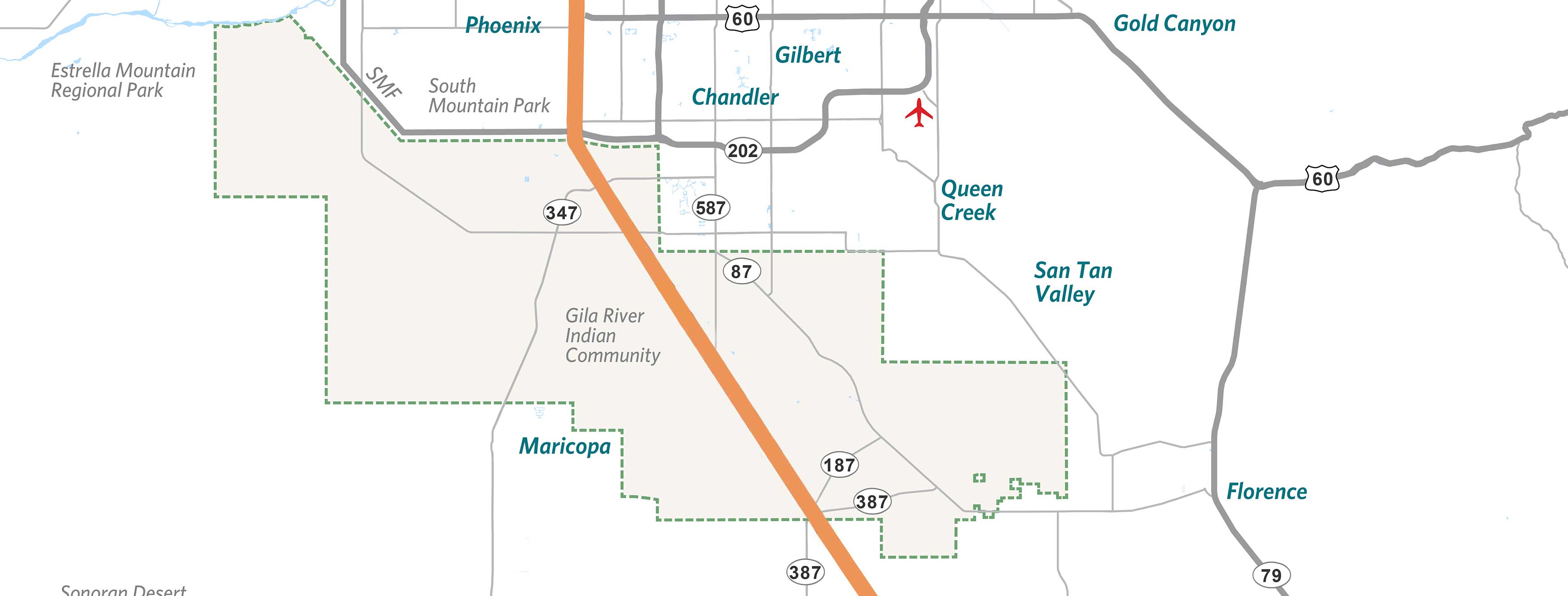 Map of the Gila River Indian Community region
